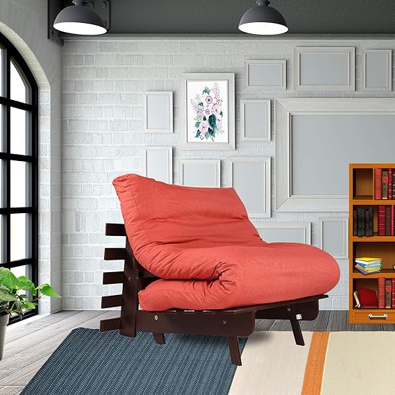 Arra Single Size Futon Sofa with Mattress (Red) Amazon.in Home & Kitchen