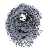 Unisex Women's Winter Fringe Tassel Neck Cozy Knit Cable Infinity Loop Cowl Scarf- Solid Color