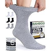 Pembrook Diabetic Socks for Women - 6 Pairs Cable Knit Viscose Bamboo Socks Woman, Non-Binding Top, Moisture-Wicking