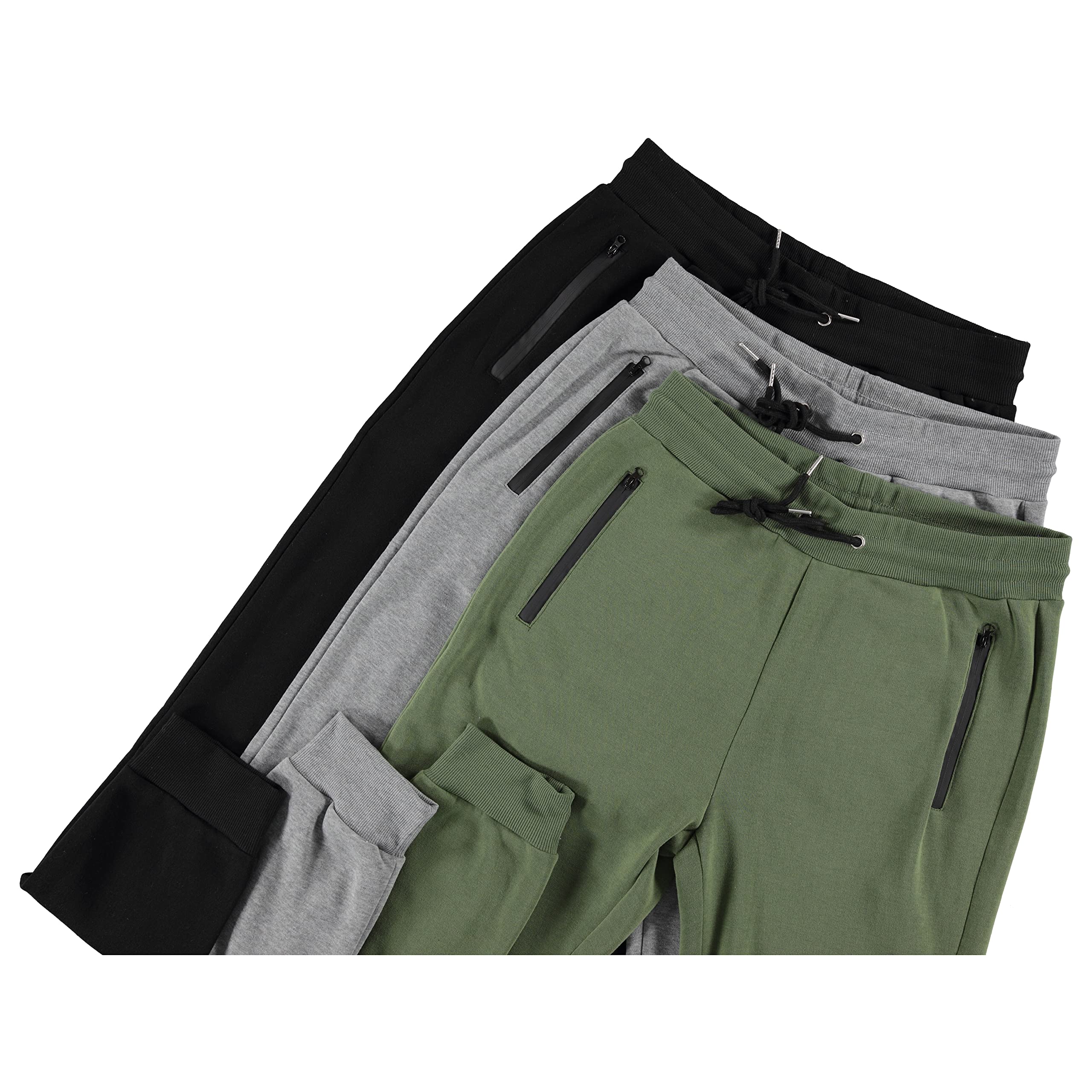 PURE CHAMP Mens 3 Pack Fleece Active Athletic Workout Jogger Sweatpants for Men with Zipper Pocket and Drawstring Size S-3XL
