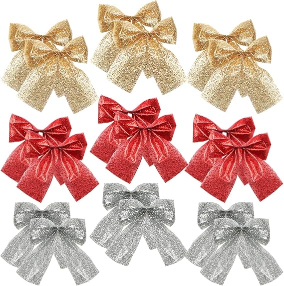 com-four® 18x Fertigschleife für den Weihnachtsbaum - Geschenkschleife