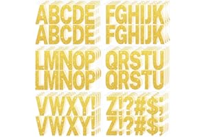 HUIMDERY 24 Sheets Gold Letter Stickers 256Pcs 2.5 Inch Large Glitter Alphabet Stickers Vinyl Self Adhesive Stickers Kit Big Font Stick on Letters Peel and Stick for Bulletin Poster Board MailBox Crafts (Gold)