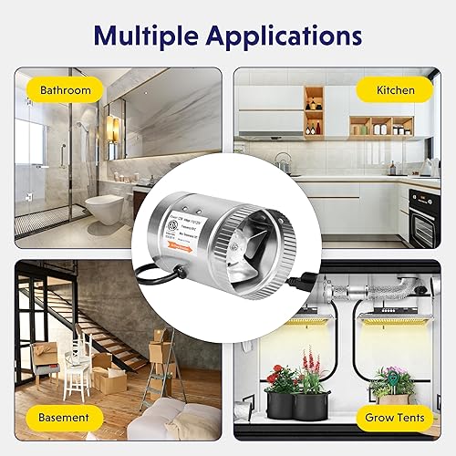 iPower Inch 100 CFM Booster Fan Inline Duct Vent Blower for HVAC Exhaust  and Intake Grounded Power Cord