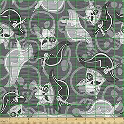 Ambesonne Pirates Fabric by The Yard, Greyscale