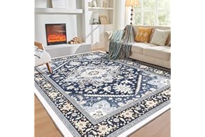 OPPODREAM Thin Area Rug 5x7, 5x7 Rugs for Living Room, Washable Rugs for Bedroom with Non Slip Backing, Faux Cashmere Low-Pil