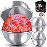 Stainless Steel Bath Bomb Molding Set-3 Metal Round Bath Bomb Molds (6 Half Spheres)- DIY Professional Molds for Fizzy Bombs: