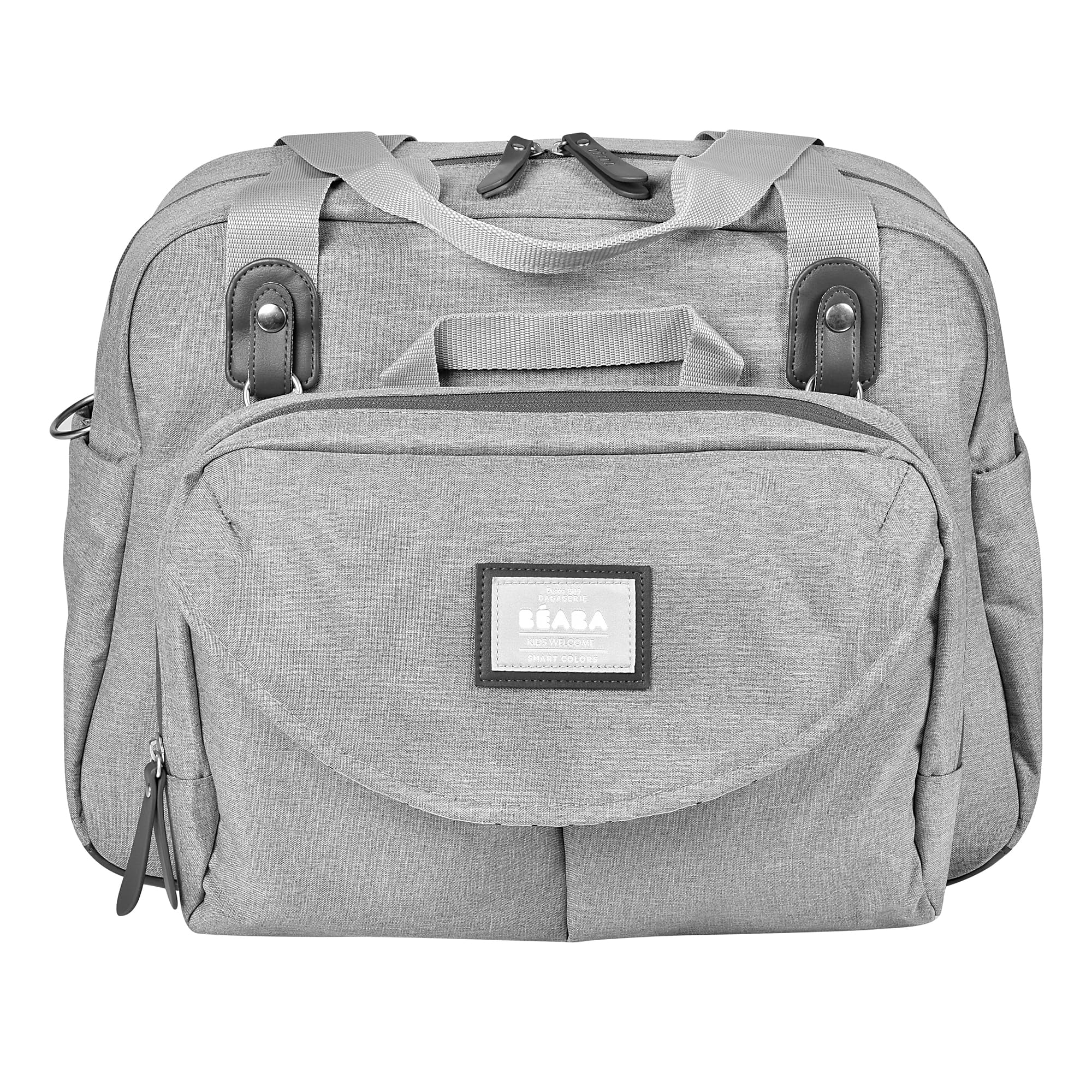 Béaba - Genève II - Baby Changing Bag - Diaper Bag for Babies and Newborn - Large Capacity - Baby Changing Mat - Isothermal Lunch Pouch - Buggy Attachment System - Grey/Corail