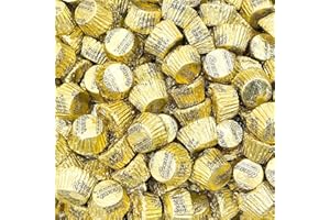 LAETAFOOD REESEScups Miniature Peanut Butter Milk Chocolate Candy, Gold Foil Wrapped (2 Pound Bag - Approx. 100 Count)