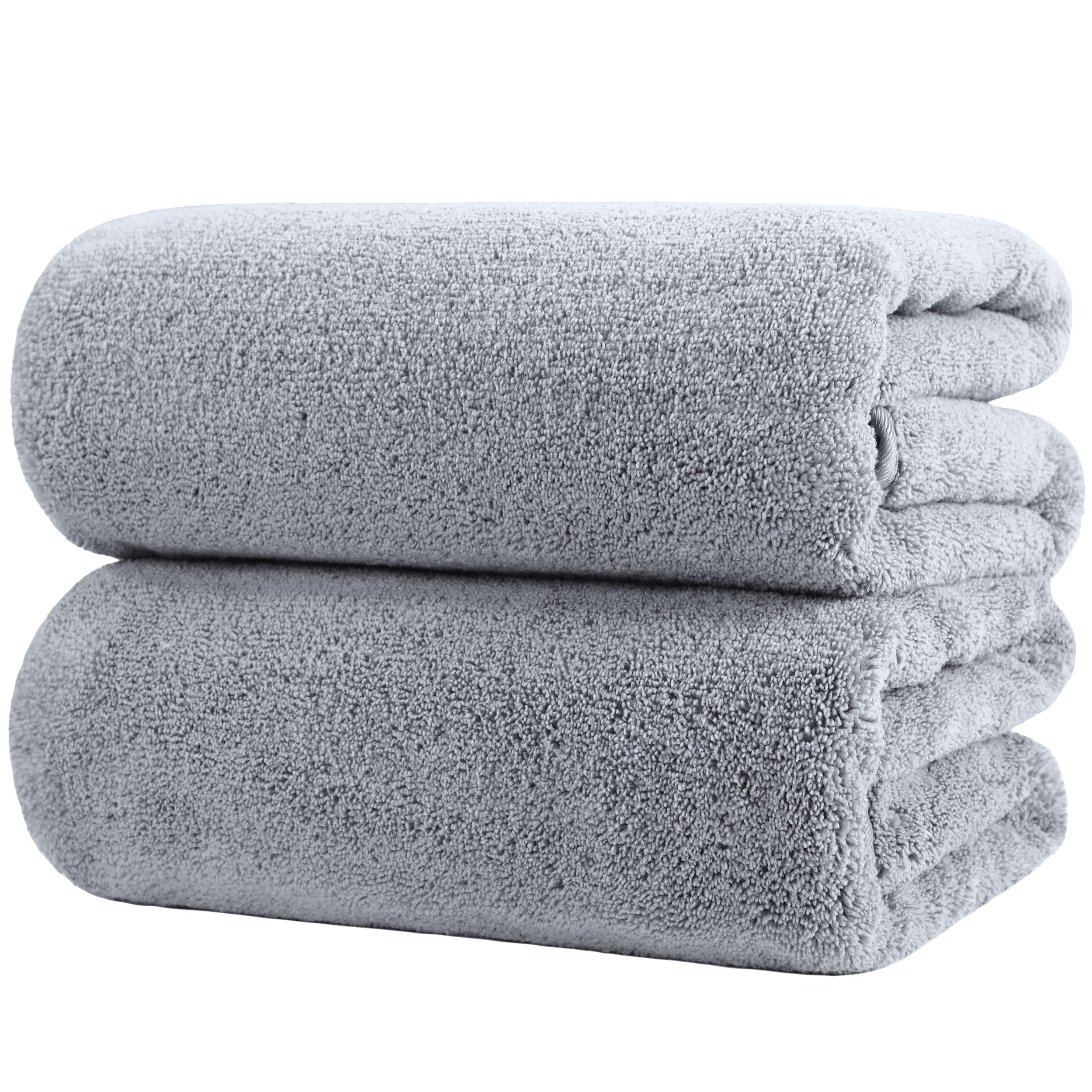 Photo 1 of POLYTE Quick Dry Lint Free Microfiber Bath Sheet, 35 x 70 in, Pack of 2 (Gray)