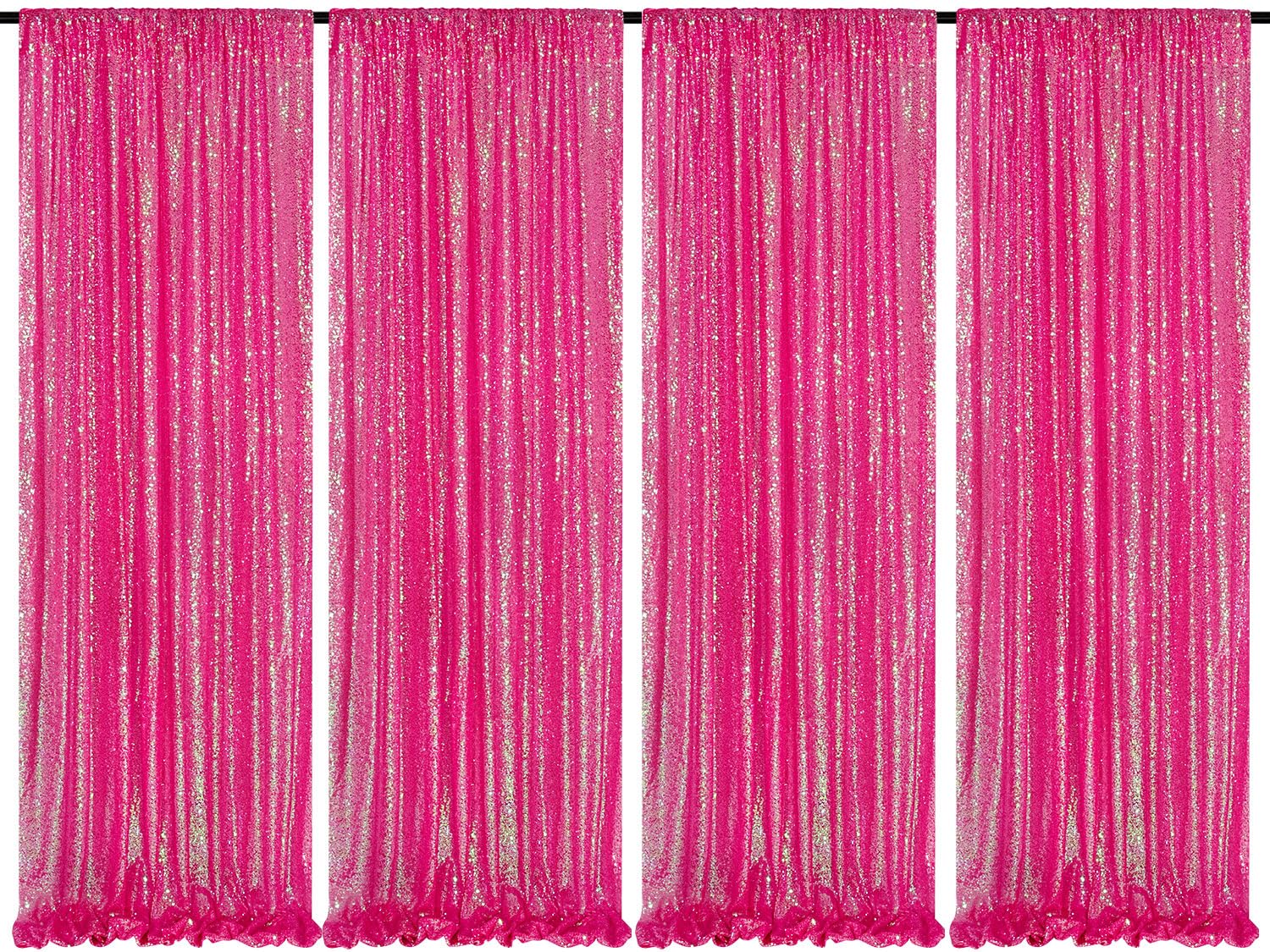 Iridescent Hot Pink Curtains Sequin Backdrop for Wedding Party - 2FT x 8FT Photo Background Backdrop Sparkly Baby Shower Decorations 4 Pcs Image Iridescent Hot Pink Curtains Sequin Backdrop for Wedding Party - 2FT x 8FT Photo Background Backdrop Sparkly Baby Shower Decorations 4 Pcs Image