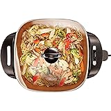 BELLA Electric Ceramic Titanium Skillet, Roast, Fry and Steam, Healthy-Eco Non-stick Coating, Convenient Easy Clean Up, Glass