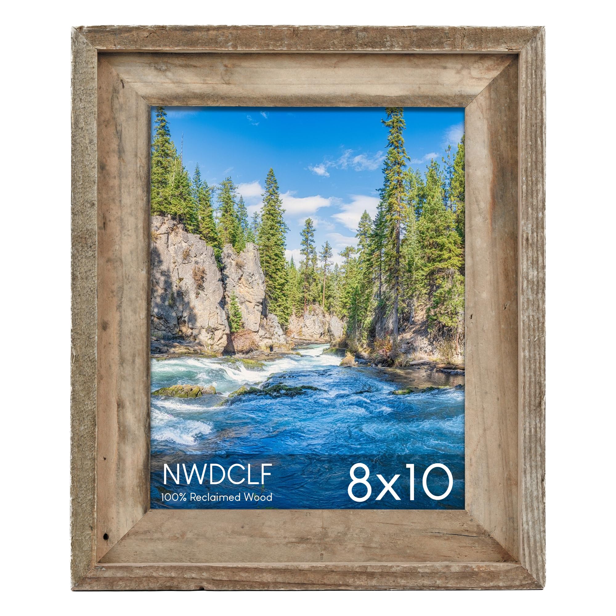 Photo 1 of NWDCLF Rustic 8x10 Picture Frame, Reclaimed Barnwood Photo Frame with Real Glass, Distressed Natural Wood Frame for Wall and Tabletop Display, Farmhouse Country Home Office Cabin Décor
