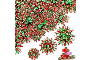 Yunlly 40 Pcs 2'' 3'' 4'' Christmas Bows Gift Wrapping Self-Adhesive Metallic Assorted Size Christmas Present Bows with Ribbon for Gift Basket, Holiday, Birthday, Anniversary(Red, Green)