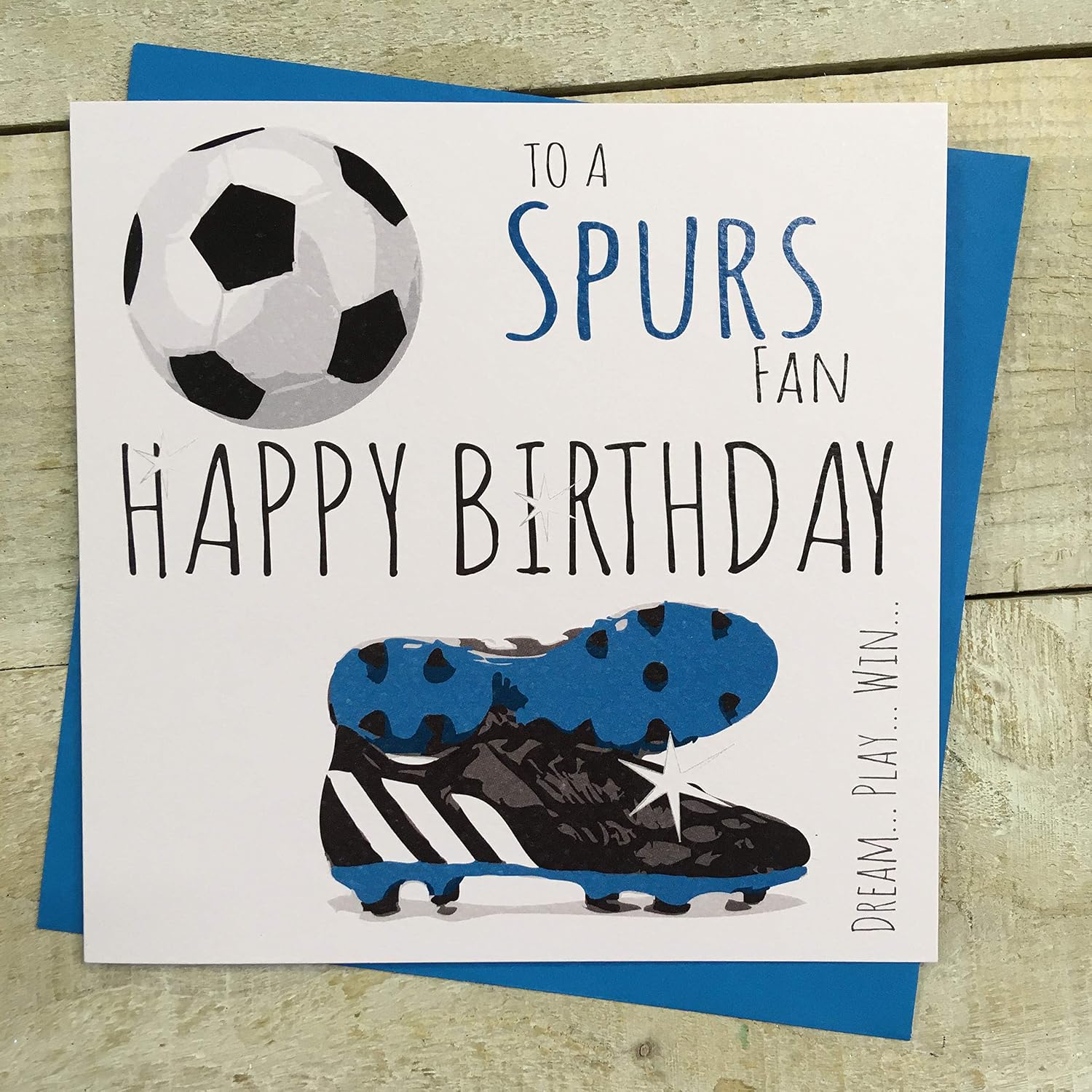 Tottenham Hotspur Spurs Football Club FC Birthday Card - by WHITE COTTON CARDS - 1, beige, beige|brown|blue, 16cm X 16cm
