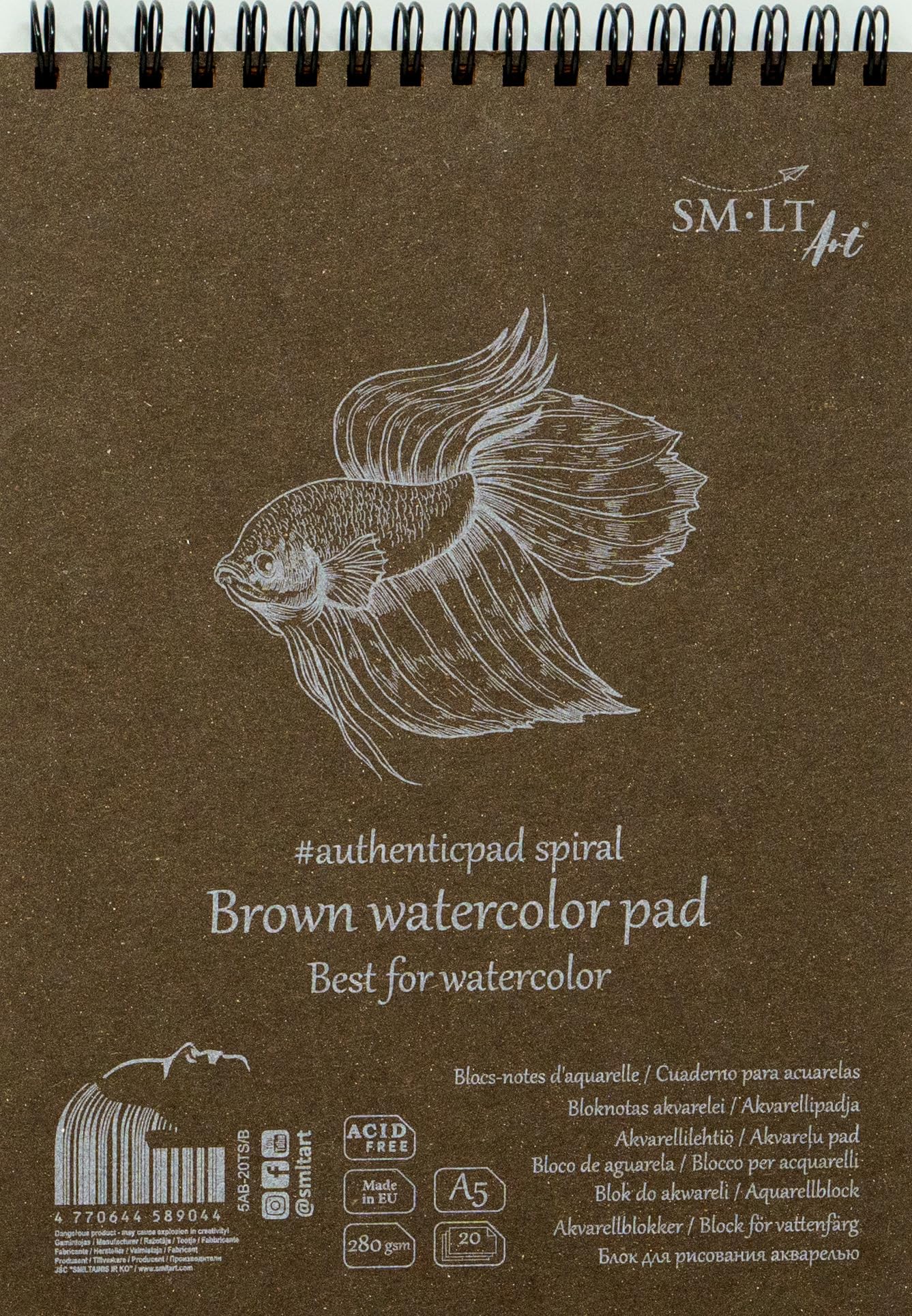 SMLT Authentic Line 5AB-35TS/B A5 Brown Watercolour Pad 280gsm 35 Sheets Perforated