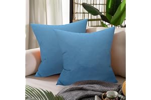WOLKI Waterproof Outdoor Pillows 22x22 Feather and Down Filled Throw Pillow for Patio Furniture, Outside Decorative Pillow Set of 2 Blue