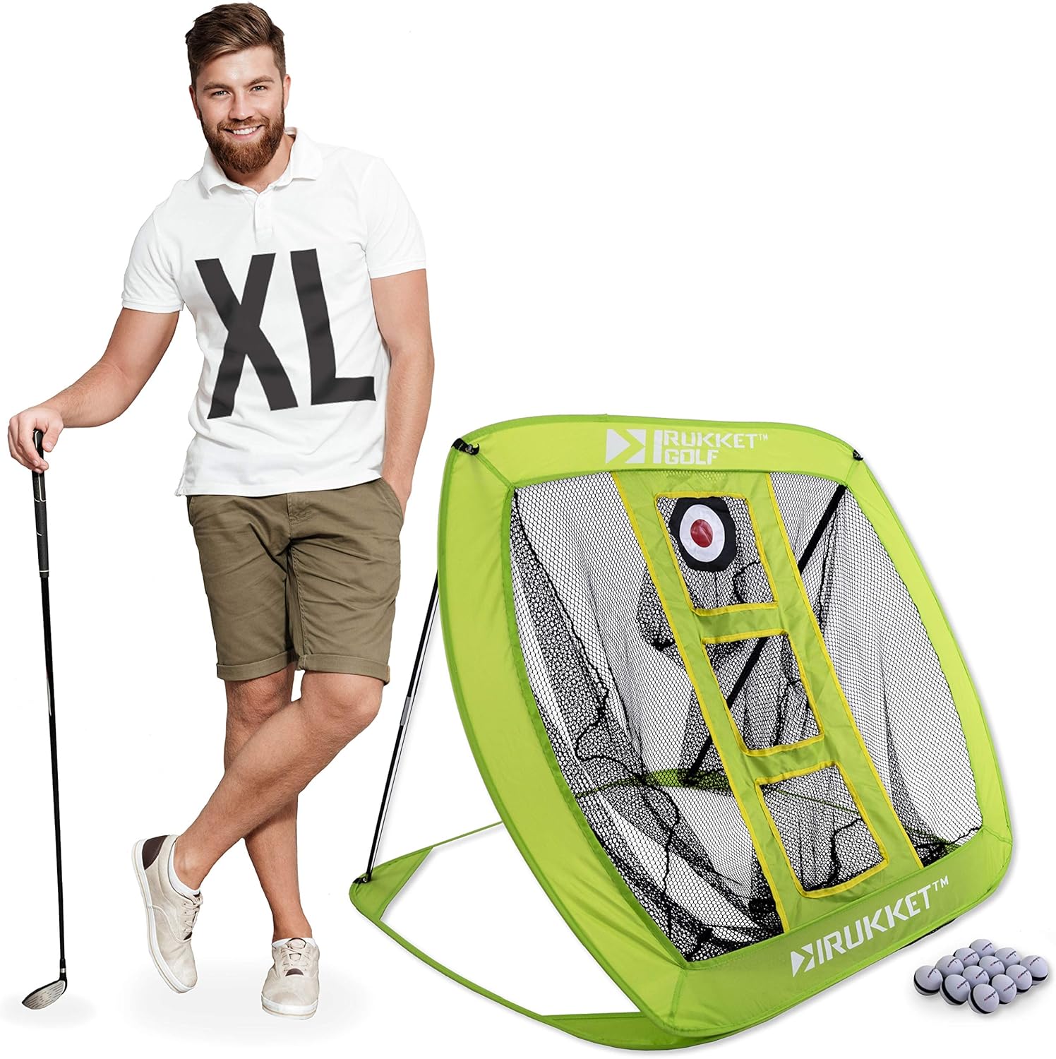 Rukket XL Golf Chipping Net | Outdoor/Indoor Golfing Practice Target Nets | Backyard Ball Hitting Games for Men, Women and Kids
