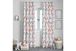 chiinvent Rainbow Curtains for Kids Cute Rainbow Room Darkening Window Curtains Decorative Cartoon Blackout Curtain for Girls Bedroom Nursery, C3, 52" x 84", 2 Panels