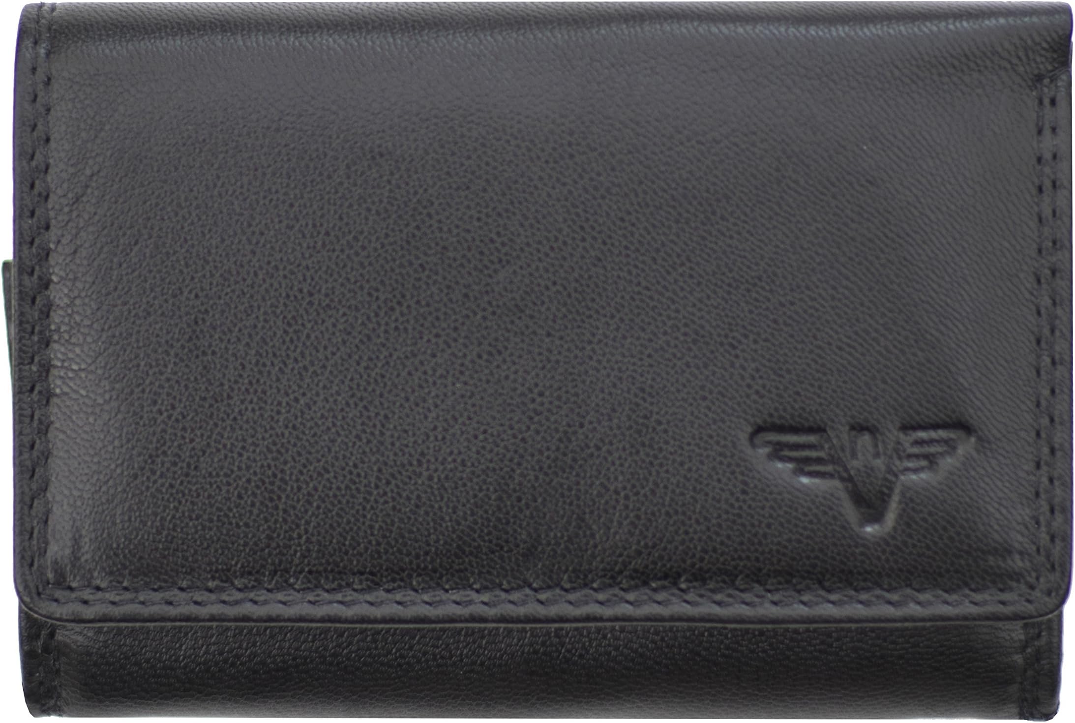 Women's Nevaeh Small Trifold Black Leather Purse Wallet RFID Blocking