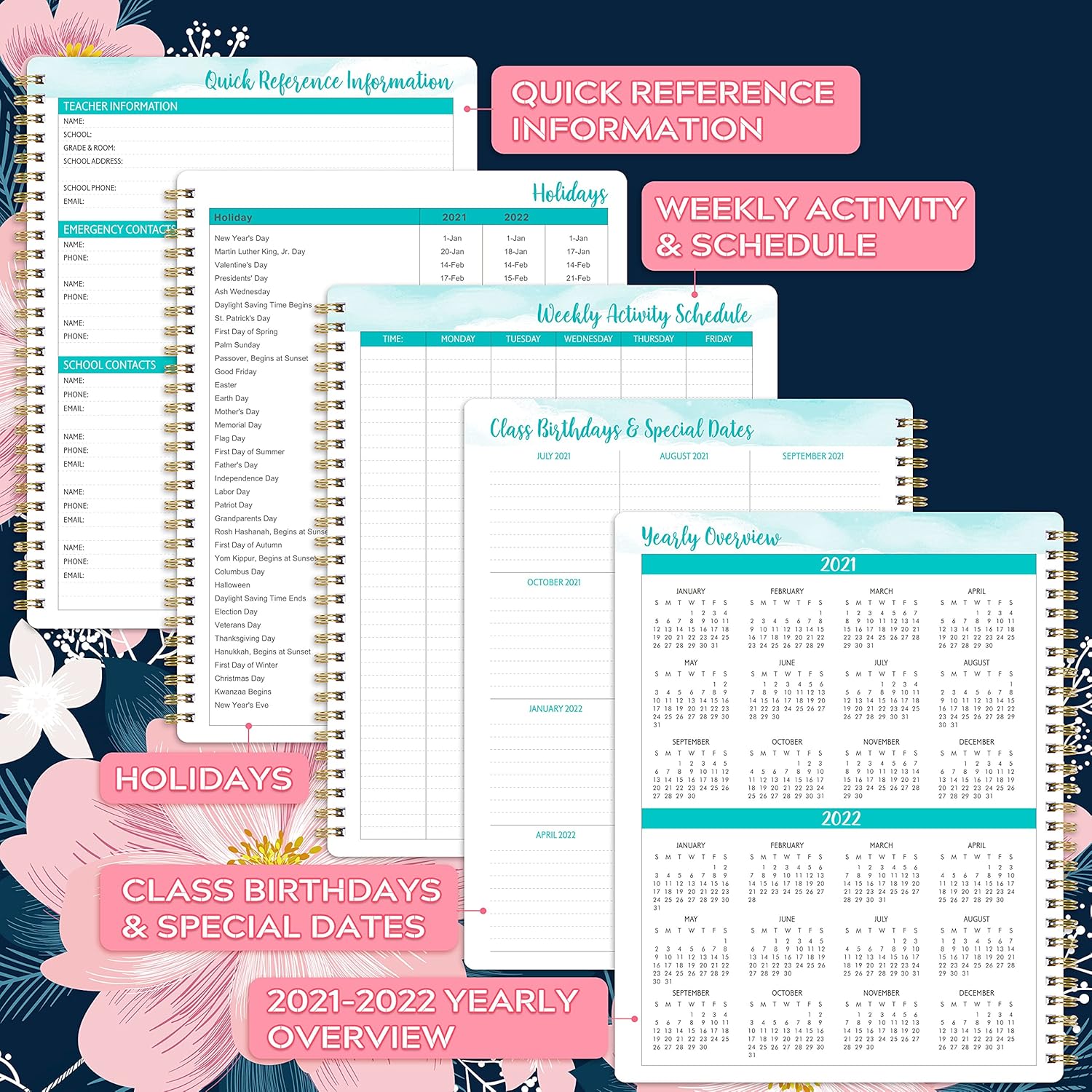 Teacher Planner 2021-2022 - Academic Lesson Planner from July 2021 - June 2022, 8'' x 10'', Lesson Plan Book, Weekly & Monthly Lesson Planner with Quotes : Office Products