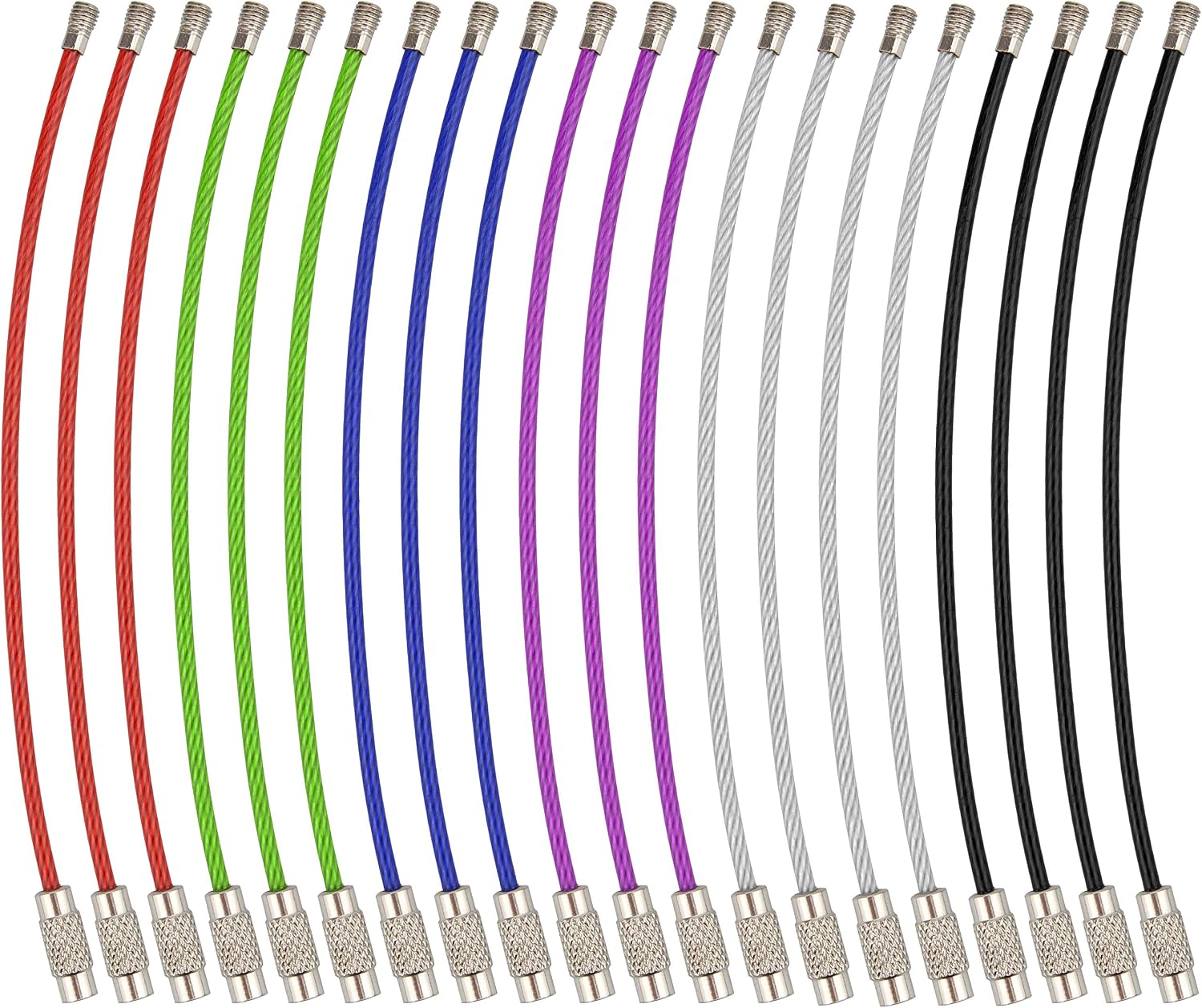 Wisdompro Wire Keychain Cable, 20 Pack of 4.3 Inch Stainless Steel Wire Keyrings