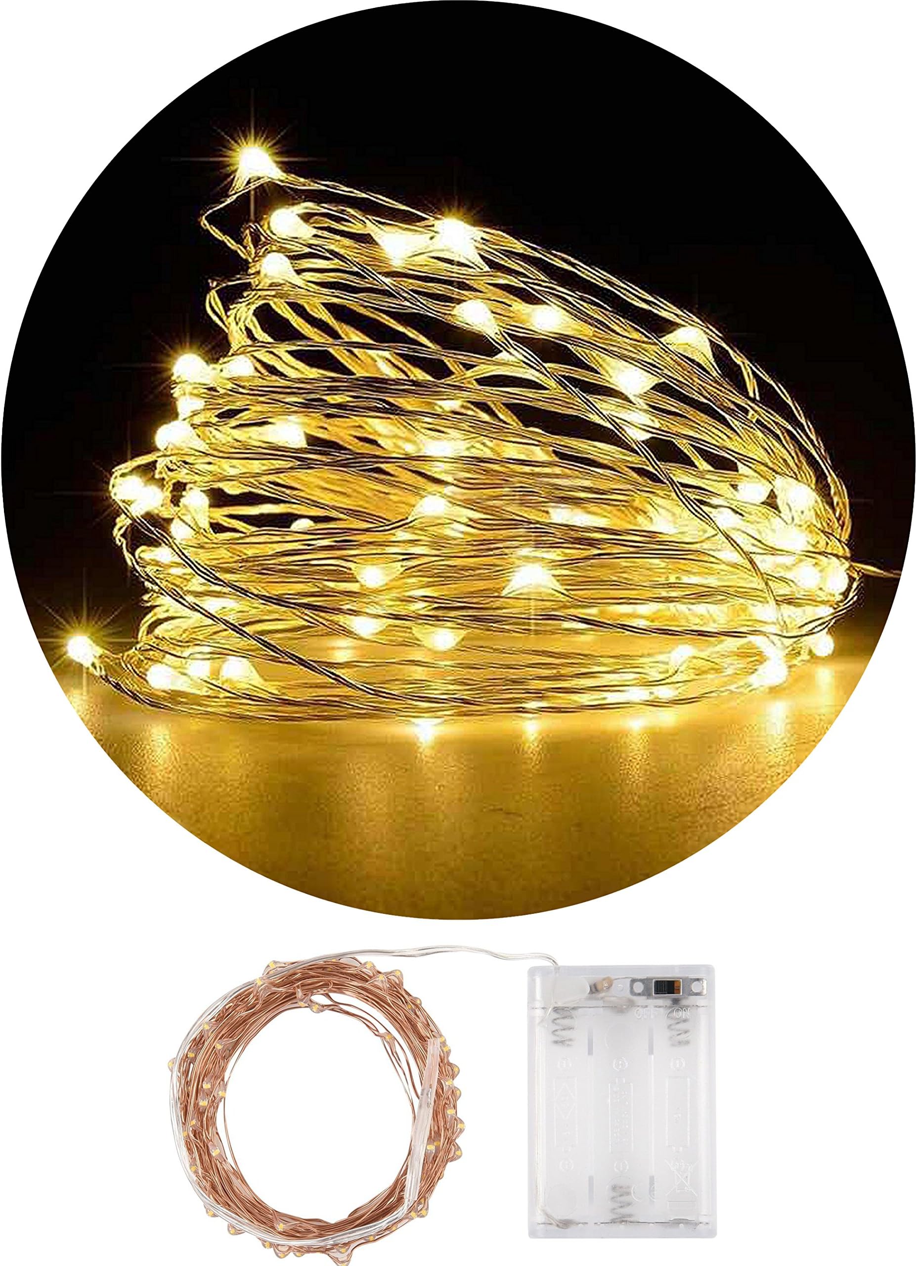 10M 100LEDs Fairy Lights Battery Operated String Light Waterproof Copper Wire Firefly Lights, Christmas Tree Garden Valentine’s Day Wedding Party Bottle Decoration DIY (Warm White)