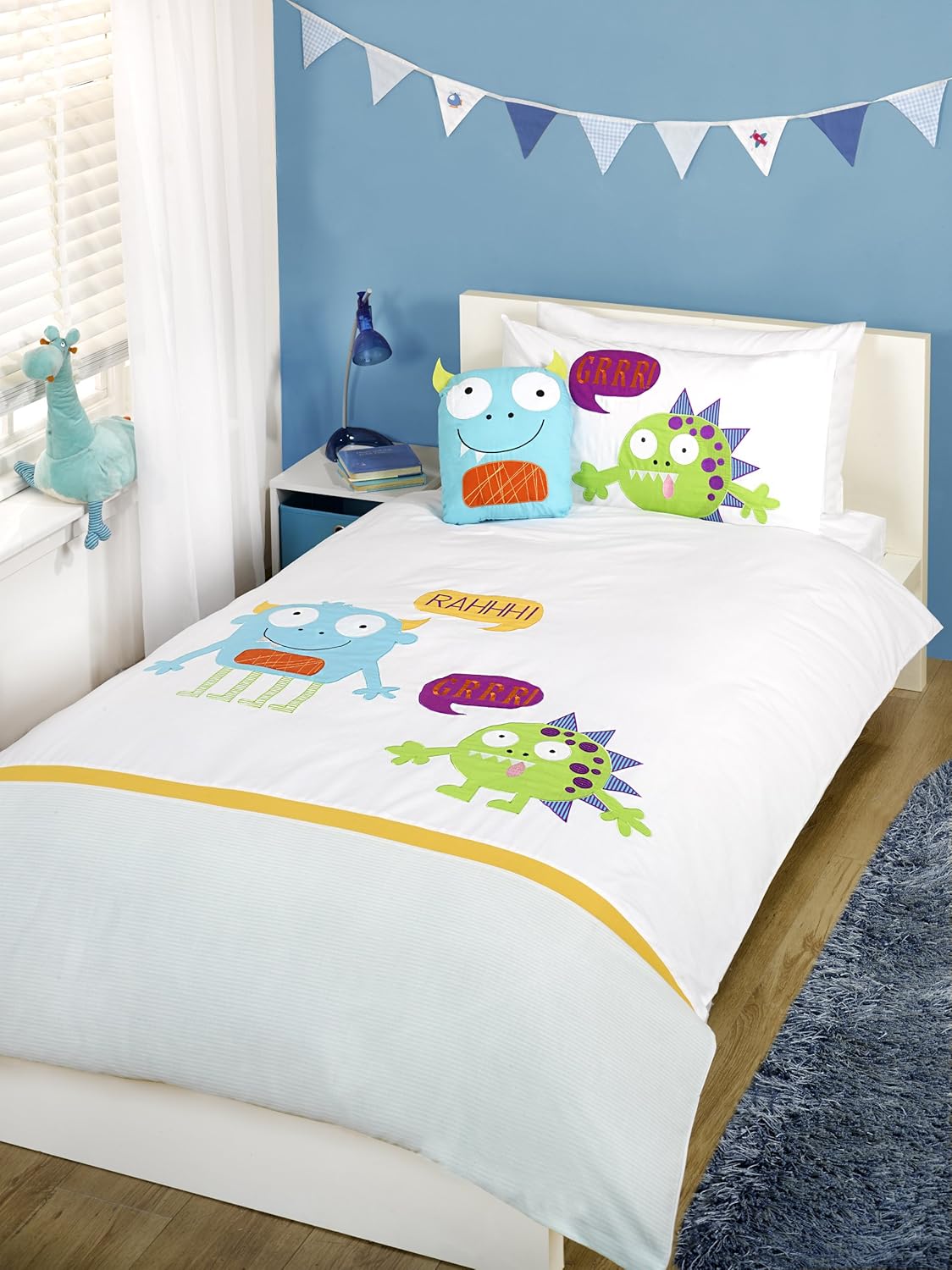 Children Kids Cotton Bedding Monster Single Bed Embellished Duvet Quilt