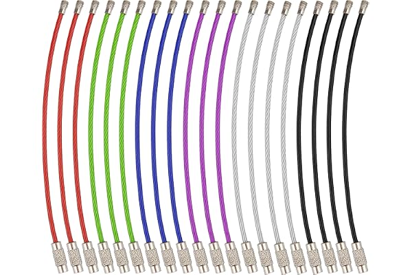 Keychain, Wisdompro 20 Pack of 4.3 Inches Stainless Steel Wire Ring 2mm Cable Loops Rings for Hanging Luggage Tag, Keyrings a