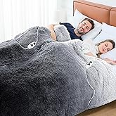 RUJIPO Heated Electric Blanket Queen–Faux Fur with Soft Thick SherpaWarm Winter Birthday Gifts for Women Grandma,Dual Control,10 Heat Settings,5 Time Settings, 84x90, Foggy Dusk