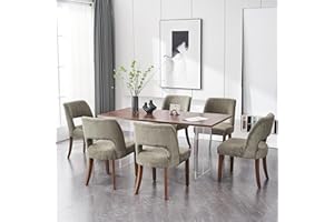 VKNOW Wooden Dining Chairs Set of 6, Modern Fabric Upholstered Dining Room Chair Kitchen Chairs, Farmhouse Dinner Chair for Kitchen Dining Room, Green