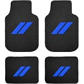 Dodge 4Pcs Car Floor Mats for Charger Durango Challenger Journey Non-Slip All Weather Waterproof Skin-Friendly Front &amp; Rear Protector Liners Pad Polypropylene Material Blue Trim