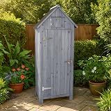 Airwave Bideford Wooden Garden Tool Cabinet Shed Grey 3 Storage Spaces view 6