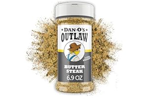 Dan-O's Outlaws Butter Steak Seasoning, 6.9 oz Bottle, All Purpose Seasoning for Steak, Chicken, Veggies and More, Sugar Free, Zero Calorie, Use this Spice Blend to Craft a Marinade, Dry Rub or Sauce