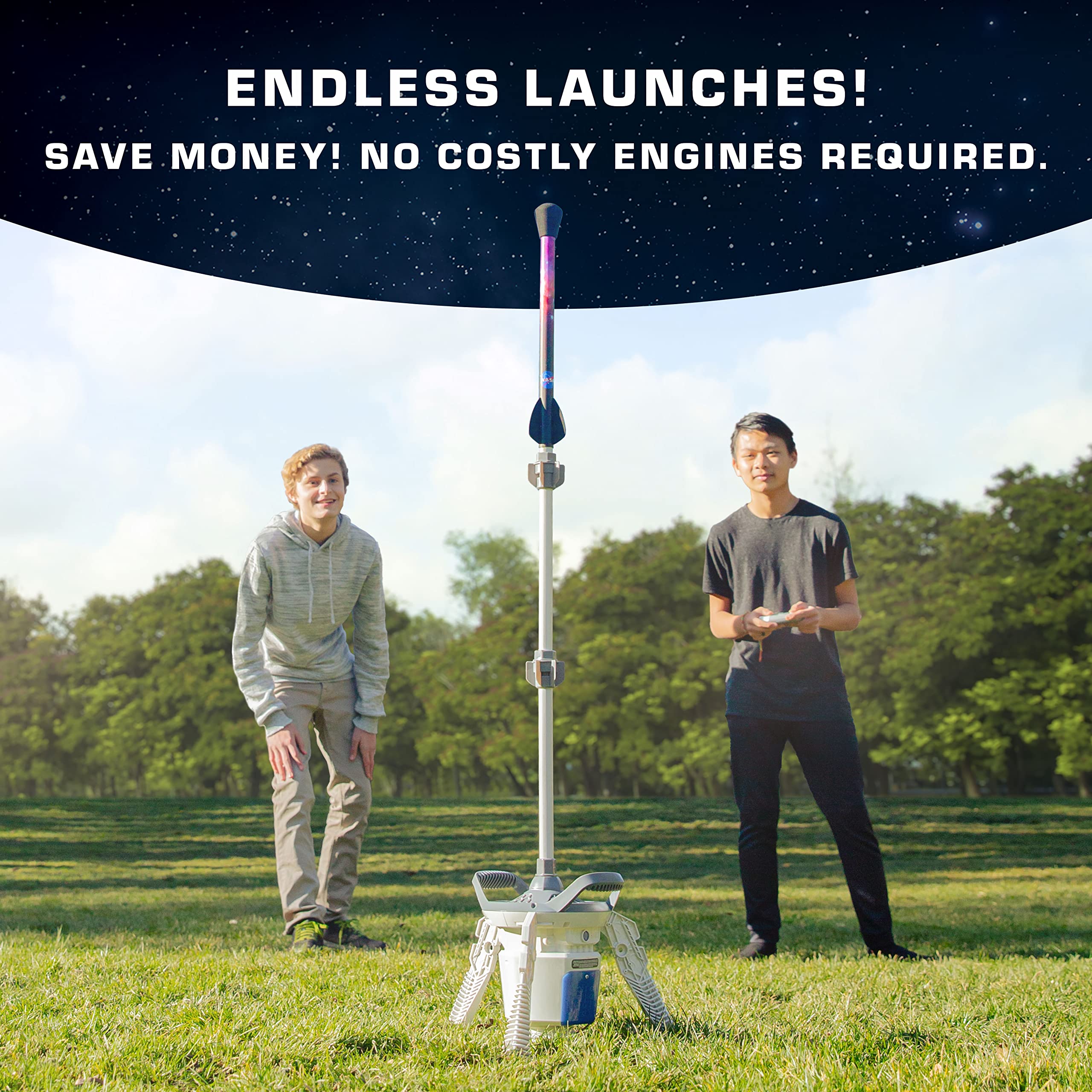 Blue Marble NASA Air Rocket Launcher Kit - Launch Model Rockets Up to 250 Feet with Compressed Air, Pump It Up & Launch Your Rocket, A Safe, Innovative & Fun Outdoor Activity for 14 Years Up & Adults