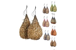 Majestic Ally 2 pcs Slow Feed 42” Hay Net for Horses, Strong Small 2x2” Holes, Nylon Rope Hanging, Adjustable Travel Feeder for Trailer and Stall, Simulates Grazing, Reduce Waste