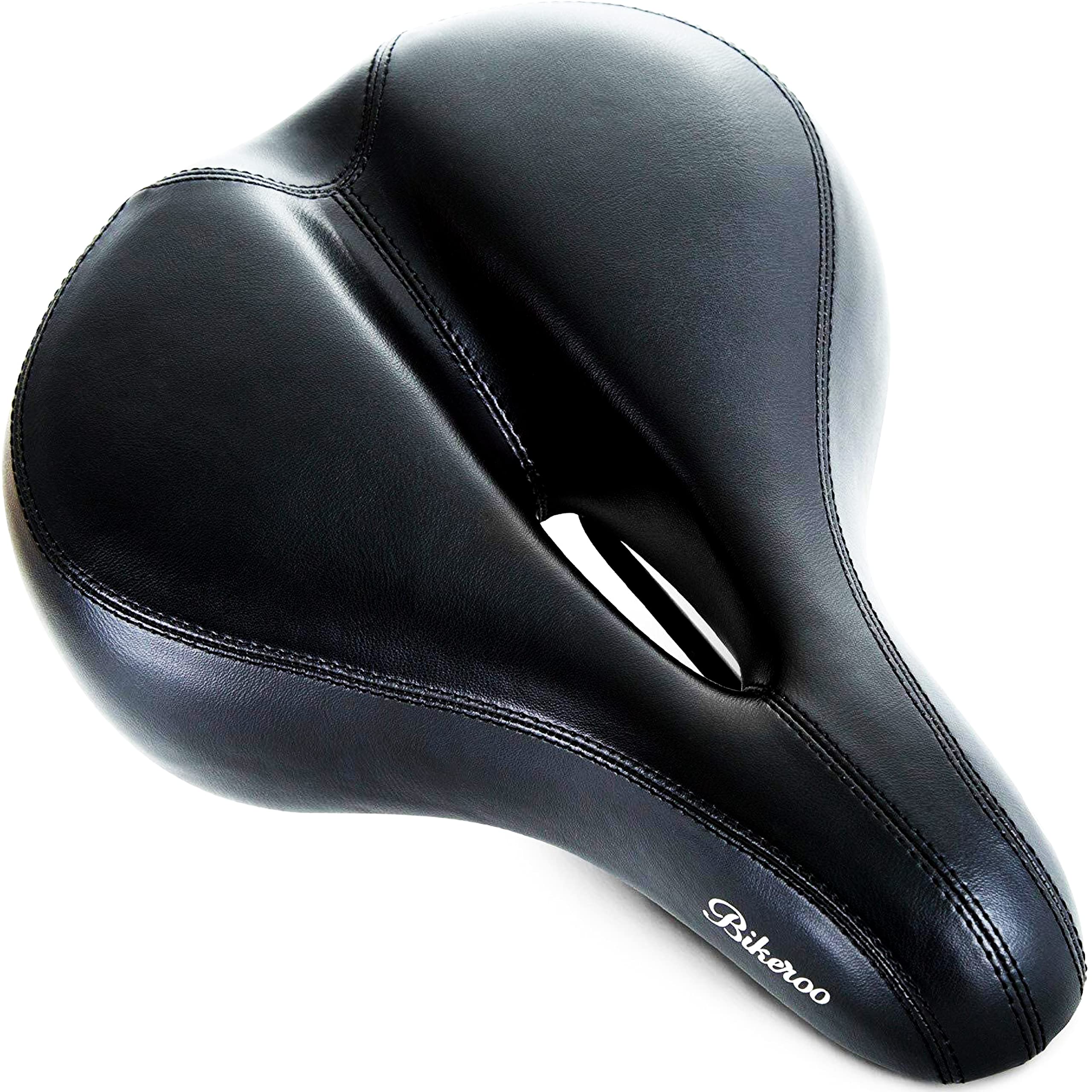 Bikeroo Bike Seat Cushion - Universal Bicycle Seat for Men and Women - Bike Saddle Replacement w/Padded Comfort, Shock Absorbing Springs, Mounting Tools & Waterproof Rain Cover, Black
