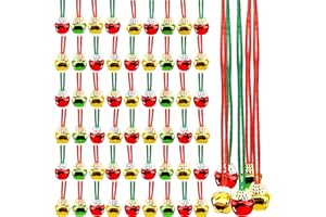 CAGEMOGA 80 Pieces Christmas Bell Necklaces Xmas Jingle Bell Necklaces Bulk for Christmas Holiday Party Supplies (Color Set 1)