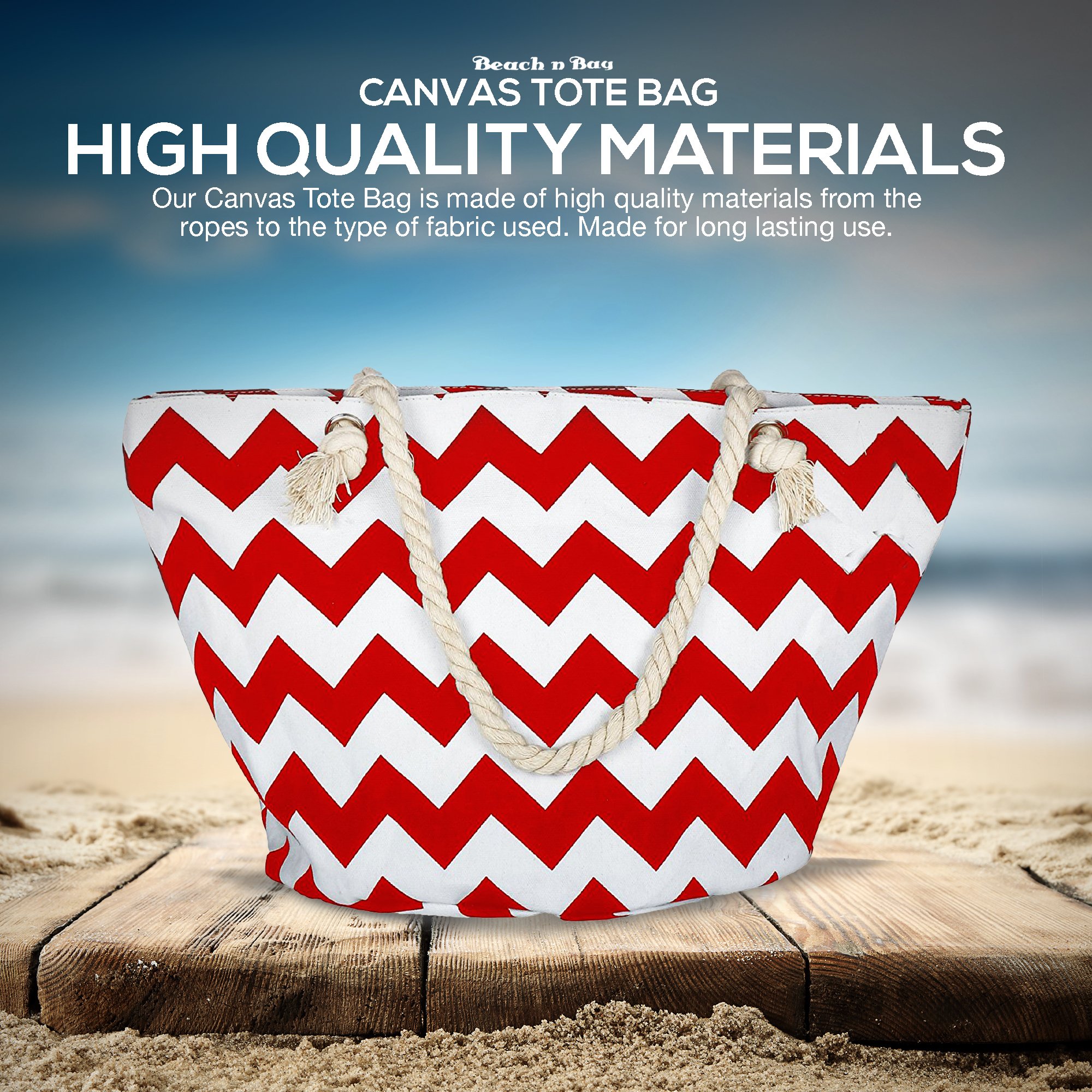 Beach Canvas Tote Bag - Fashion Shopping Handbag - Ladies Shoulder Casual Bag