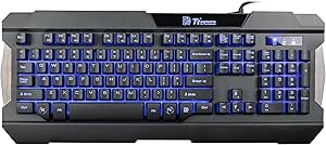 Thermaltake Tt eSPORTS Commander 3 Color LED Backlighting Mechanical Keycaps Membrane Keyboard &amp; 2400 DPI 3 Color LED Optical Gaming Mouse Combo KB-CCM-PLBLUS-04