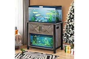 YITAHOME Heavy Duty 40-50 Gallon Aquarium Stand with Power Outlets, Cabinet for Fish Tank Accessories Storage - Metal Fish Tank Stand Suitable for Fish, Turtle, 660LBS Capacity, Wash Grey
