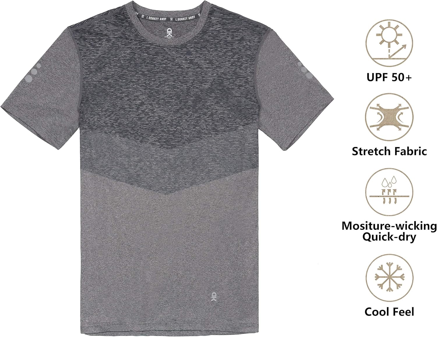 Little Donkey Andy Men's Quick Dry Sweat Wicking Stretch Short Sleeve T-Shirt UV Protection Workout Running Hiking Tee: Clothing