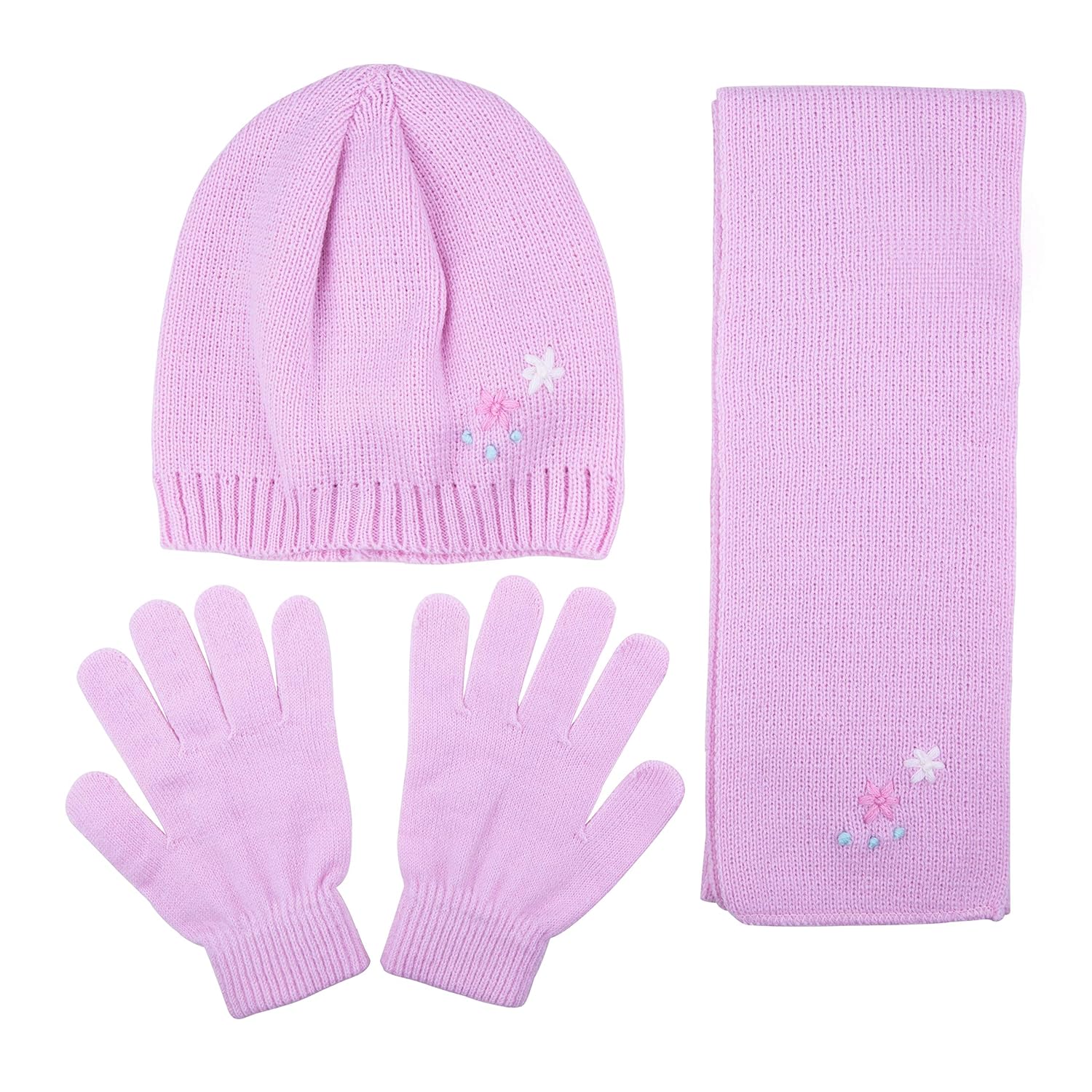 pink scarf and glove set