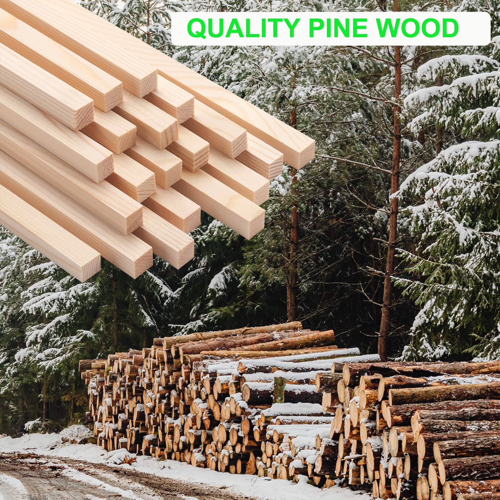 Square Wood Dowel Rods Wooden Craft Sticks, 20PCS 3/8
