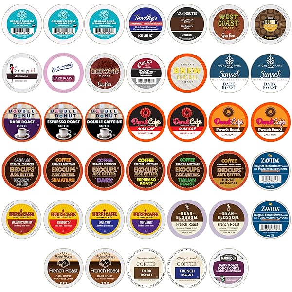 PERFECT SAMPLERS COFFEE POD, DARK ROAST & BOLD FLAVORS, SINGLE SERVE CUPS FOR KEURIG K CUP MACHINES, ROBUST ASSORTMENT, VARIETY PACK, 40 COUNT