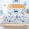 Love's cabin Quilts for Queen Coastal White Bedspreads Bedding Set - Summer Beach Nautical Quilt Lightweight Bedspread - Reversible Bedding Coverlet for All Season - 3 Piece (1 Quilt, 2 Pillow Shams)