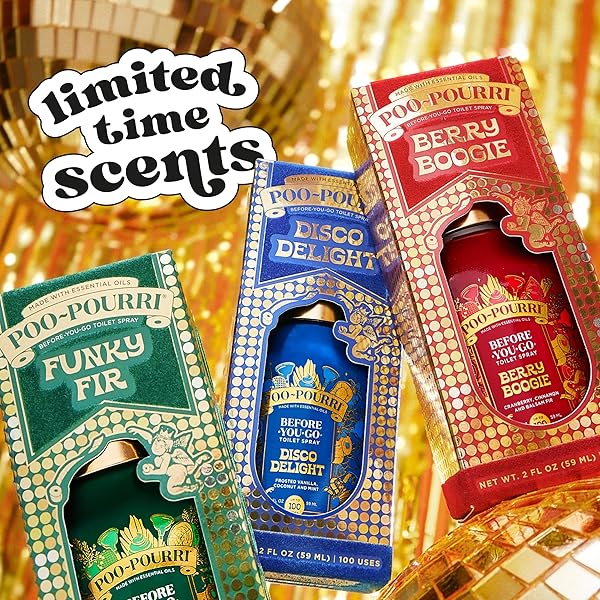 POO-POURRI HOLIDAY BEFORE-YOU-GO TOILET SPRAY, DISCO DELIGHT, 2 FL OZ – FROSTED VANILLA, COCONUT AND MINT