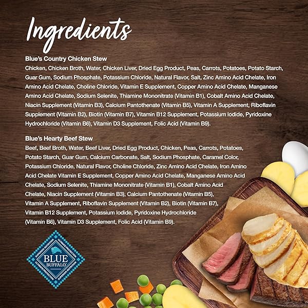 BLUE BUFFALO BLUE’S STEW NATURAL WET DOG FOOD, MADE WITH NATURAL INGREDIENTS, HEARTY BEEF AND COUNTRY CHICKEN VARIETY PACK, 12.5-OZ CANS, 6 COUNT
