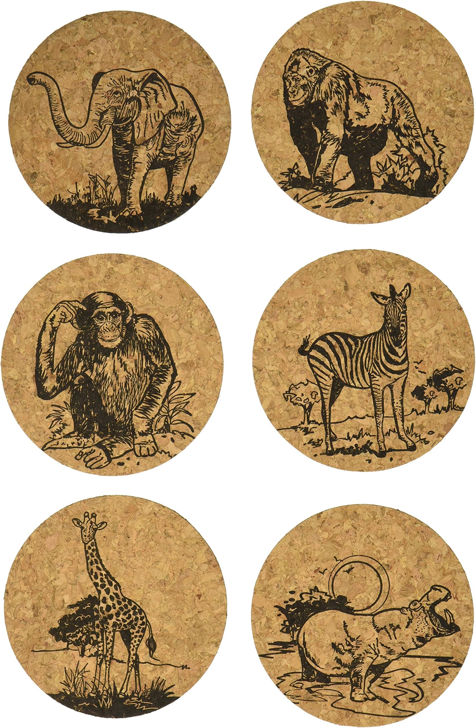 Corkology Safari Coaster Set, Cork