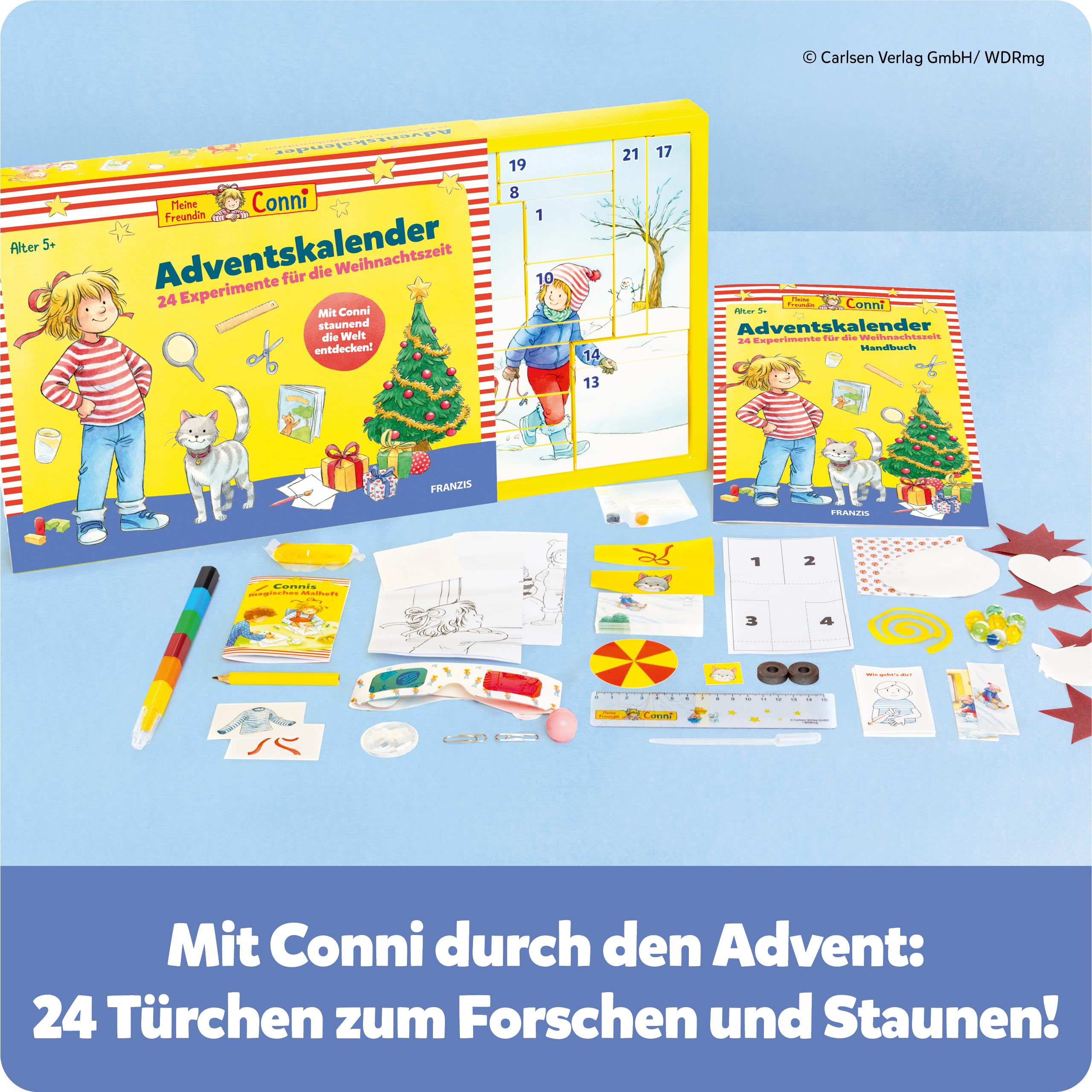 FRANZIS 67207 - Meine Freundin Conni Adventskalender, 24 altersgerechte Experimente für die Weihnachtszeit, für Kinder ab 5 Jahren 2