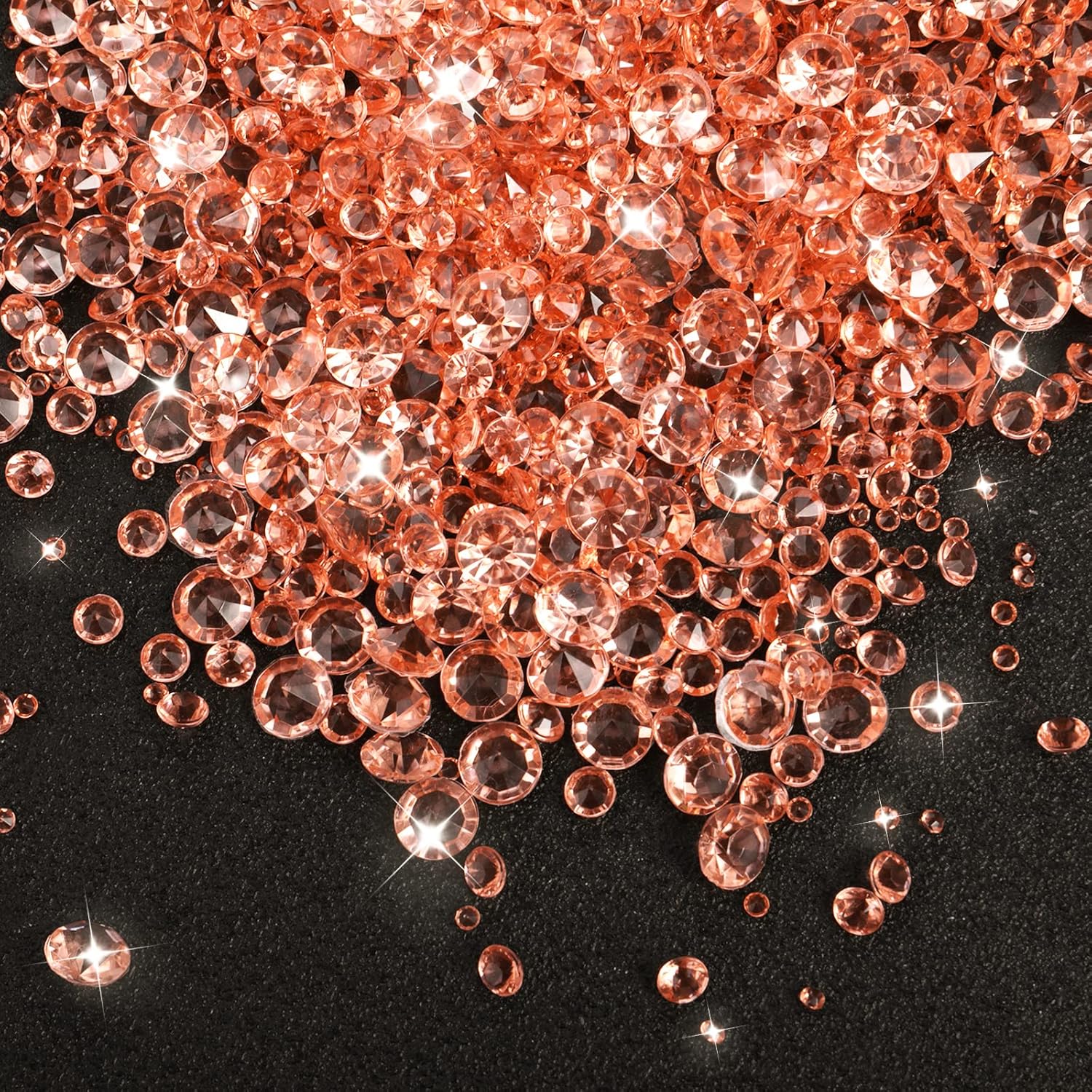 Vase Fillers - 4000 Pcs Rose Gold Diamonds Confetti Wedding Crystal Scatter Acrylic Gem Bling Rhinestone Vase Filling, for Table Center, Wedding, Birthday, Party, Bridal Shower Decoration Vase Beads (3 Sizes)
